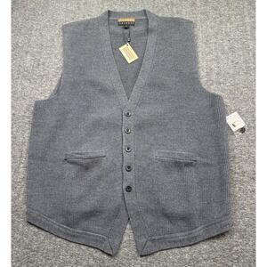 Robert Talbott 100% Merino Wool Button Up Sweater Vest Size XL Gray New